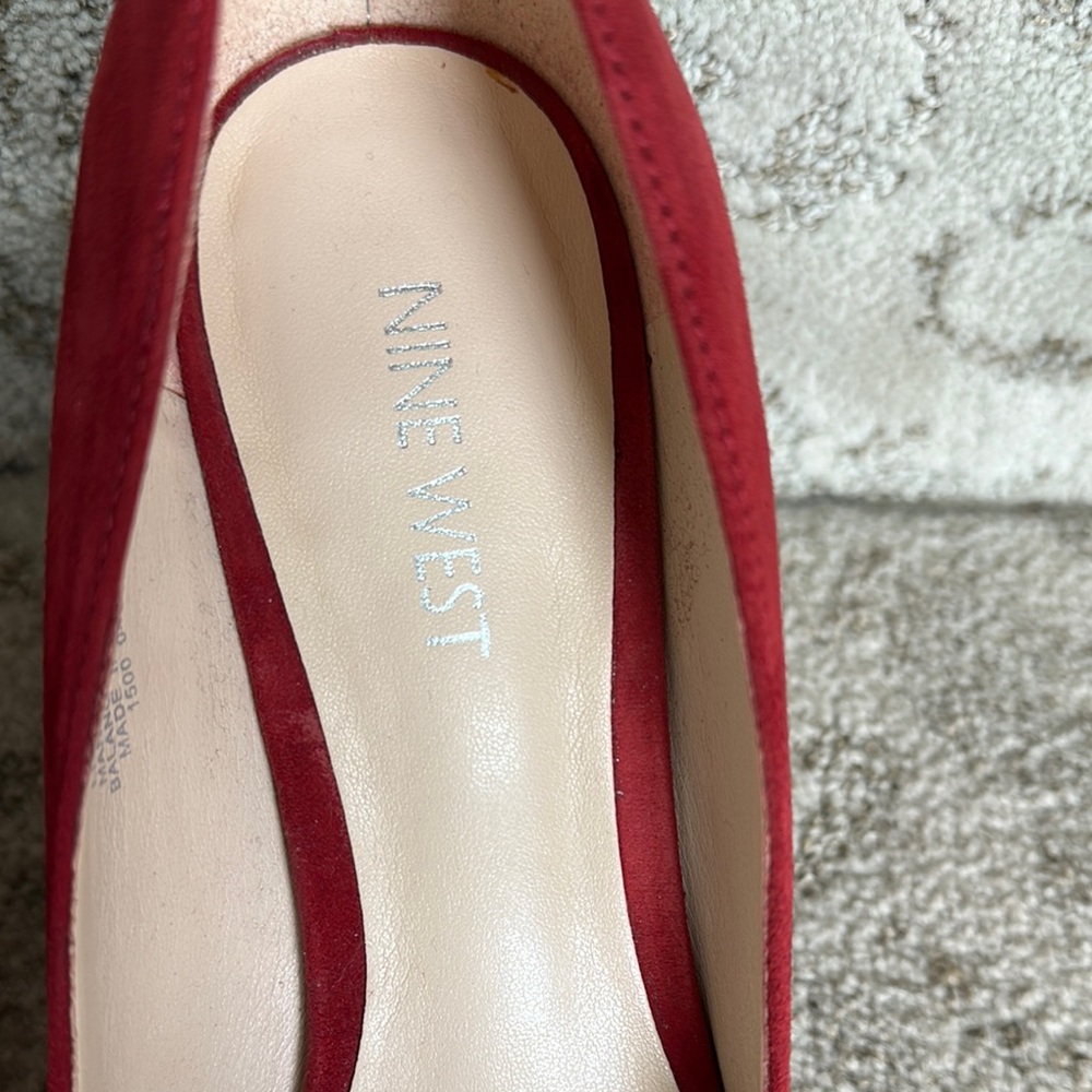 Nine West Red Suede Stiletto Heels - Picture 3 of 5